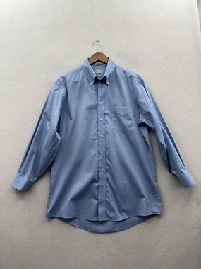 Stafford Men’s 16 - 33 Blue Shirt 80s 2-Ply Wrinkle Free 100% Cotton